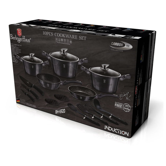 8-ZESTAW GARNKÓW Z POWŁ. GRANITOWĄ + NOŻE 17 EL. BERLINGER HAUS Carbon Pro BH-6920-8